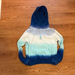 Girl Size 6X Blue and White Ombre Hoodie
